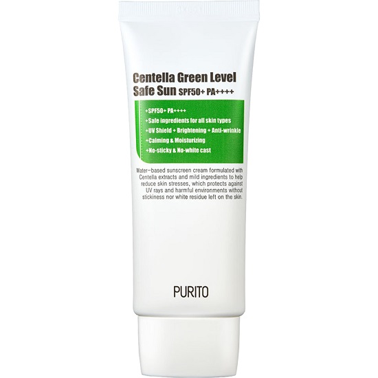 Crema de fata cu protectie solara SPF 50 Centella Green Level Safe Sun, 60 ml, F39941, Purito
